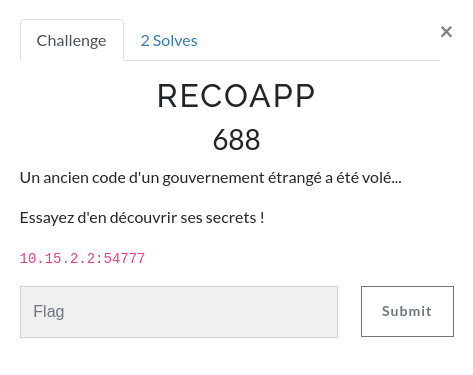 challenge hacky'nov recoapp web